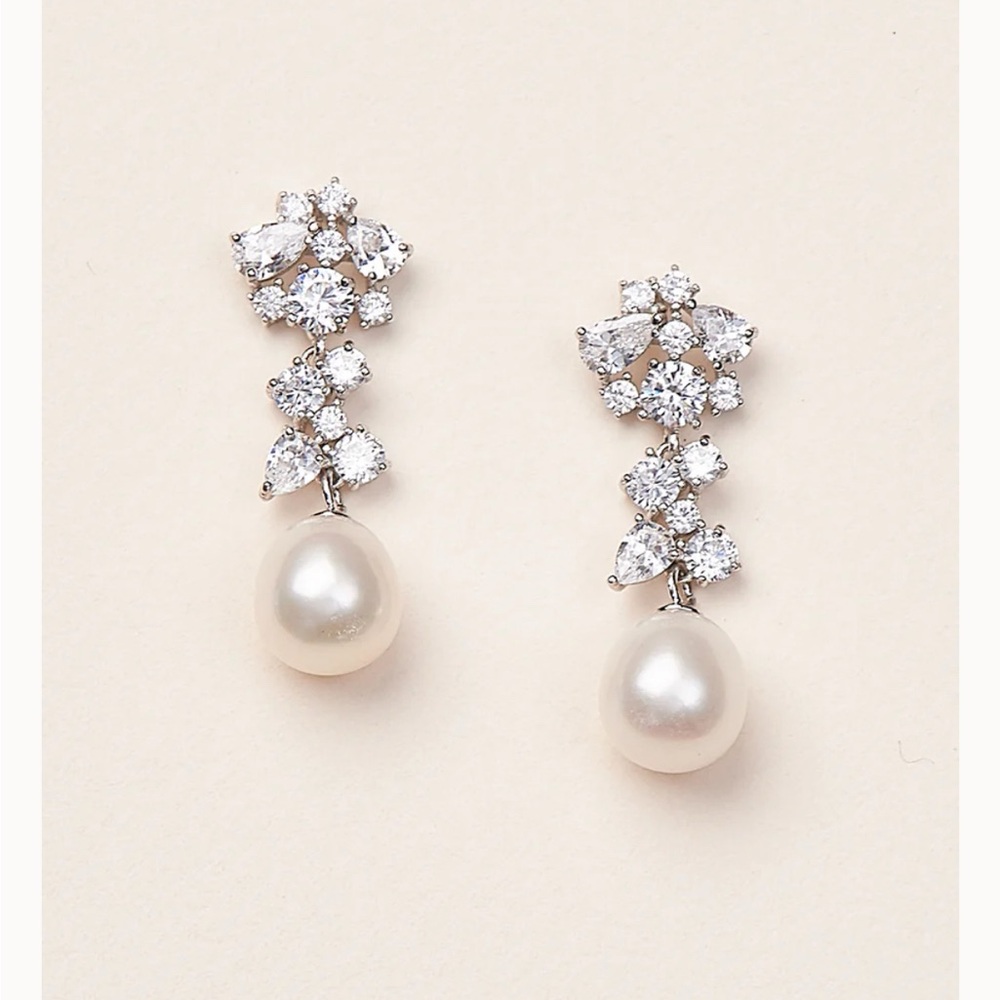 Dareth Colburn Silvia Pearl & CZ Drop Earrings